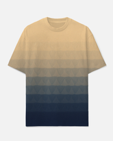 Men's Chic Layered Gradient Beige & Blue Casual Big and Tall Short Sleeve T-shirts